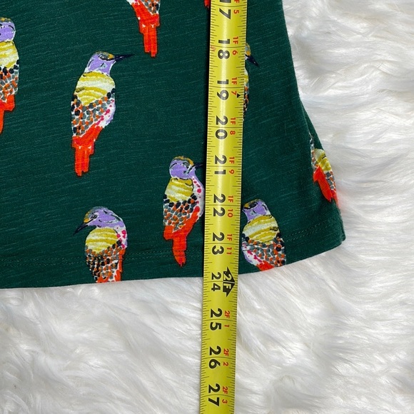 Anthropologie 9-H15 STCL Green Bird Pattern Top - Picture 9 of 11
